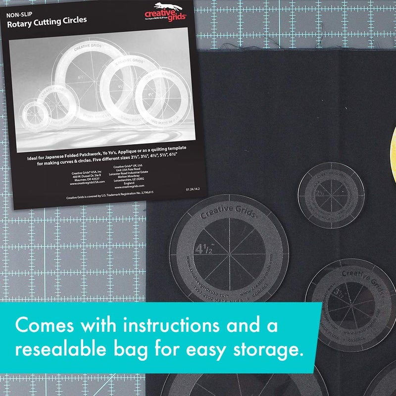 Creative Grids Quilt Ruler Circles (5 Discs with Grips) Quilt Ruler - CGRCRCL - Image 4